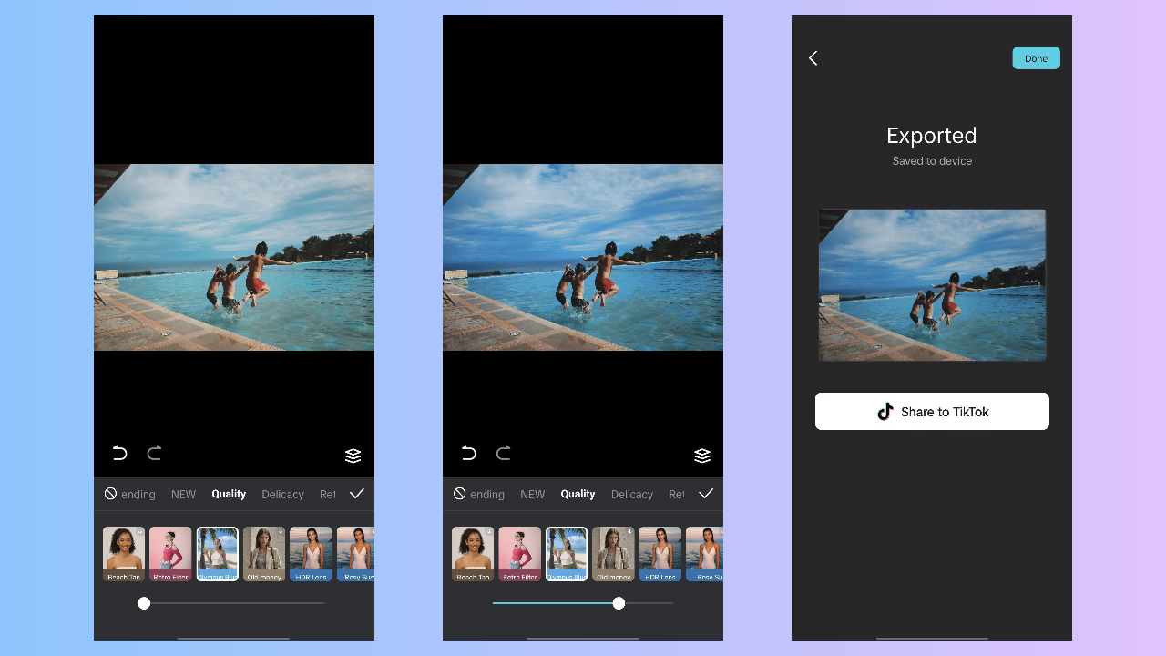 Filtres de l'application CapCut