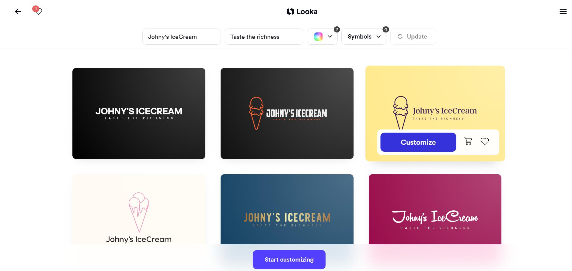 Pick from the generated templates