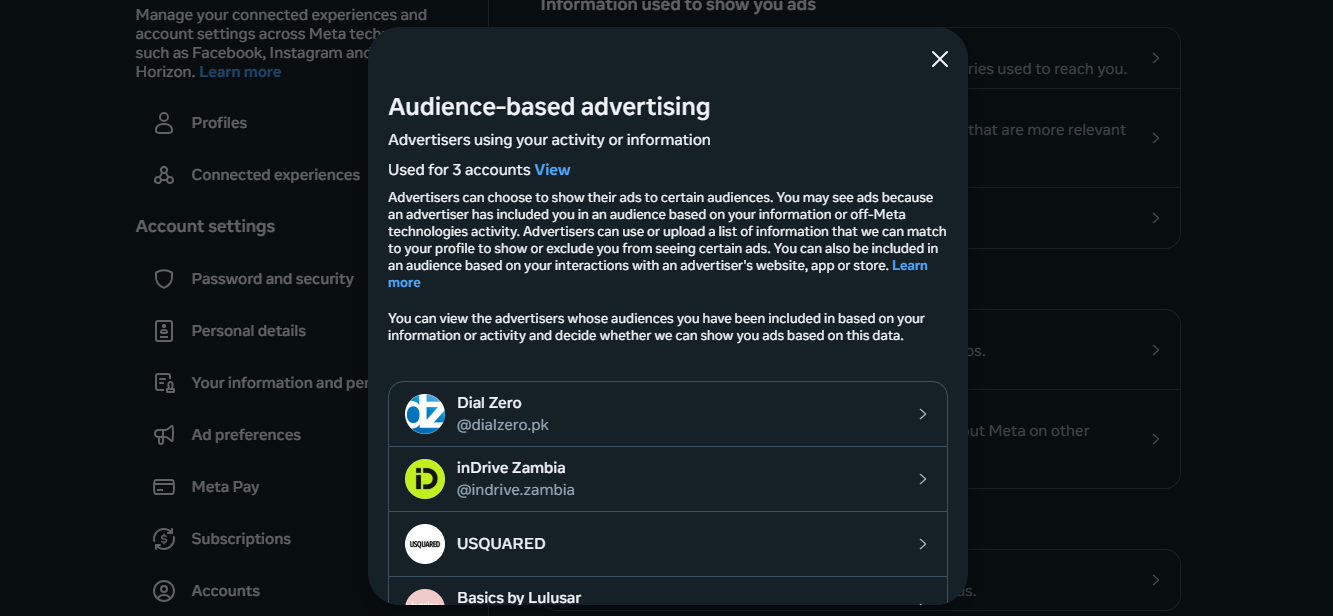 Audience-based advertising option