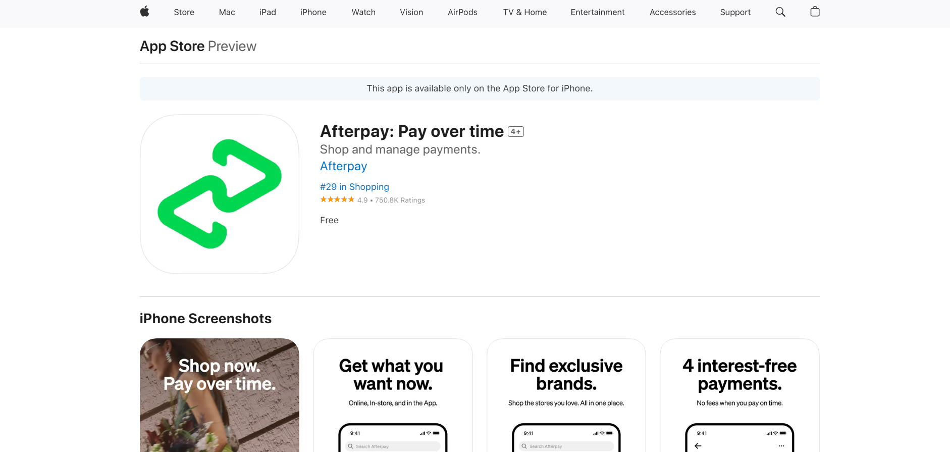 Download Afterpay from the App Store