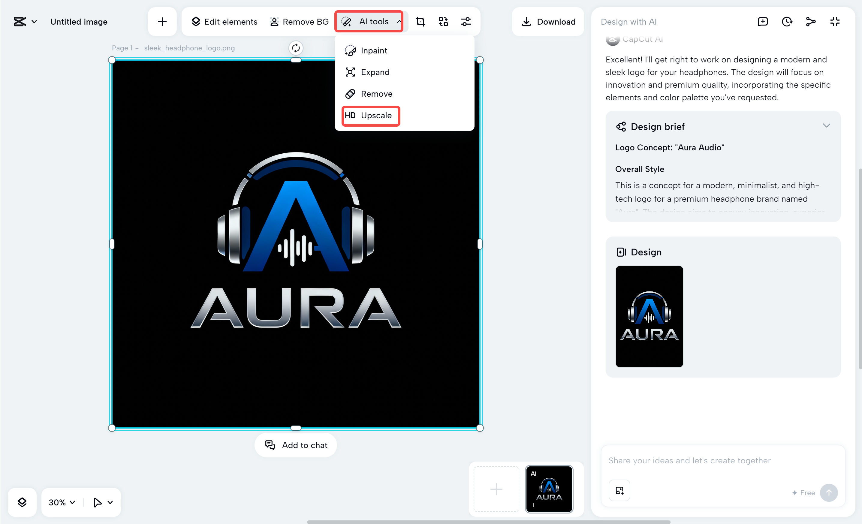 CapCut masaüstü video editörü ile logoyu özelleştirme