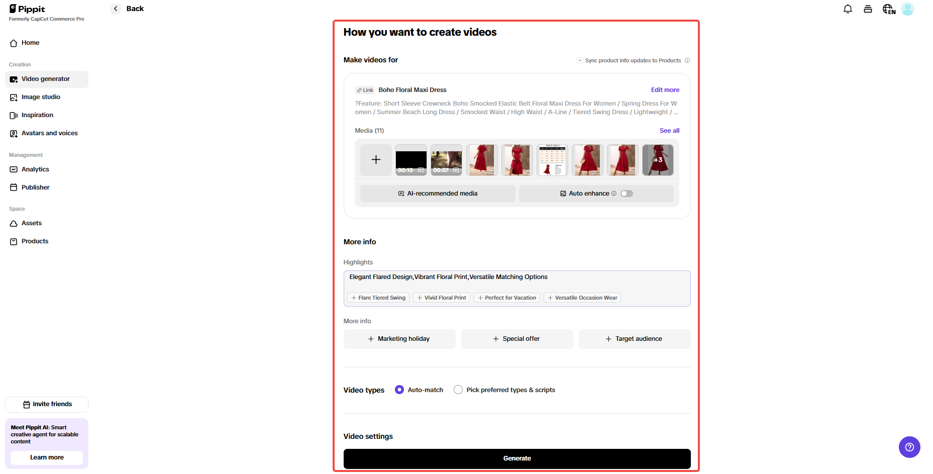 Customize settings for your video