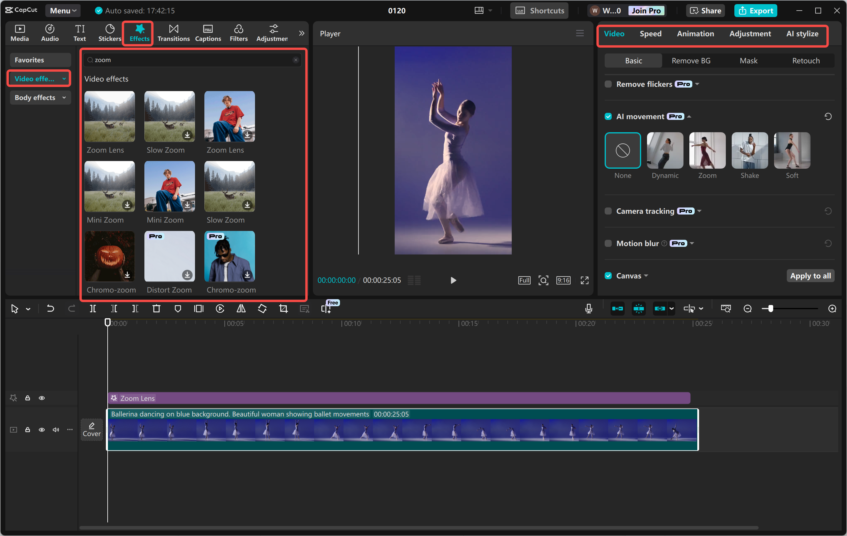 Application et réglage de l'effet de zoom dans la vidéo à l'aide de l' CapCut éditeur vidéo de bureau