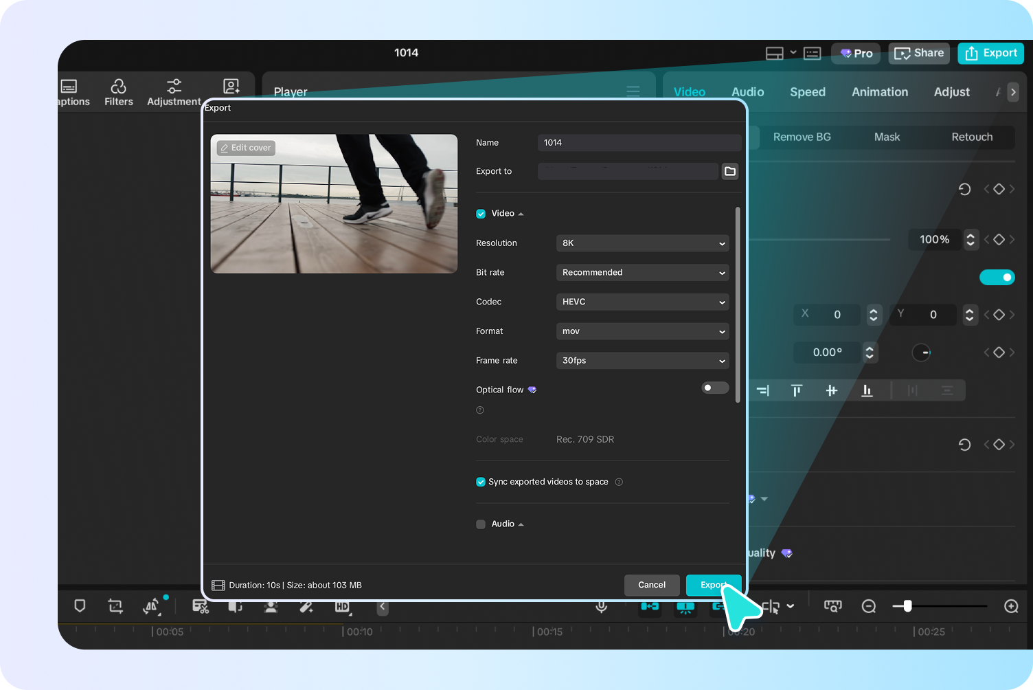 Exporting video from the CapCut desktop video editor