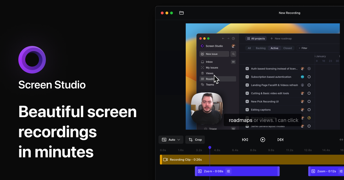 ScreenStudio - the popular Ubuntu screen recorder