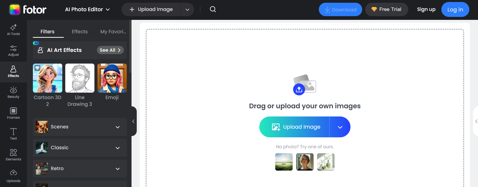 photo collage editor free Fotor interface
