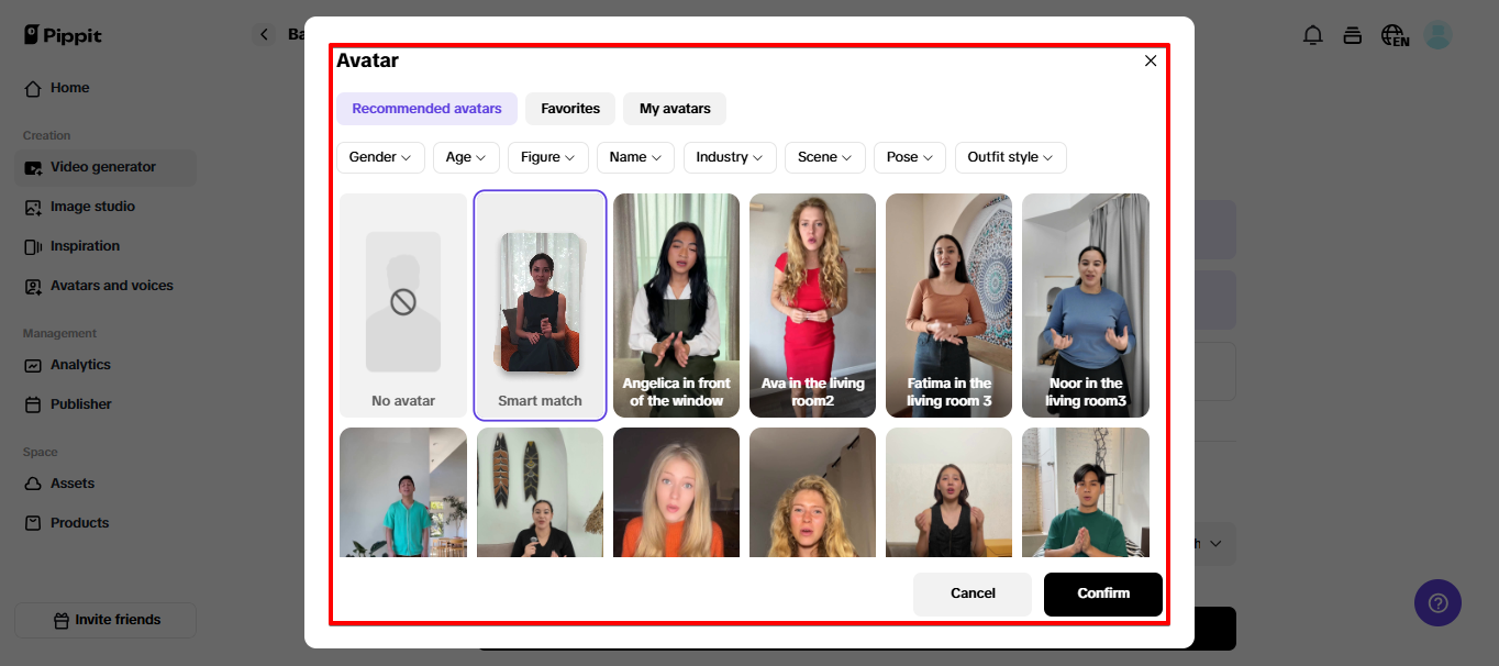 AI avatars in Pippit