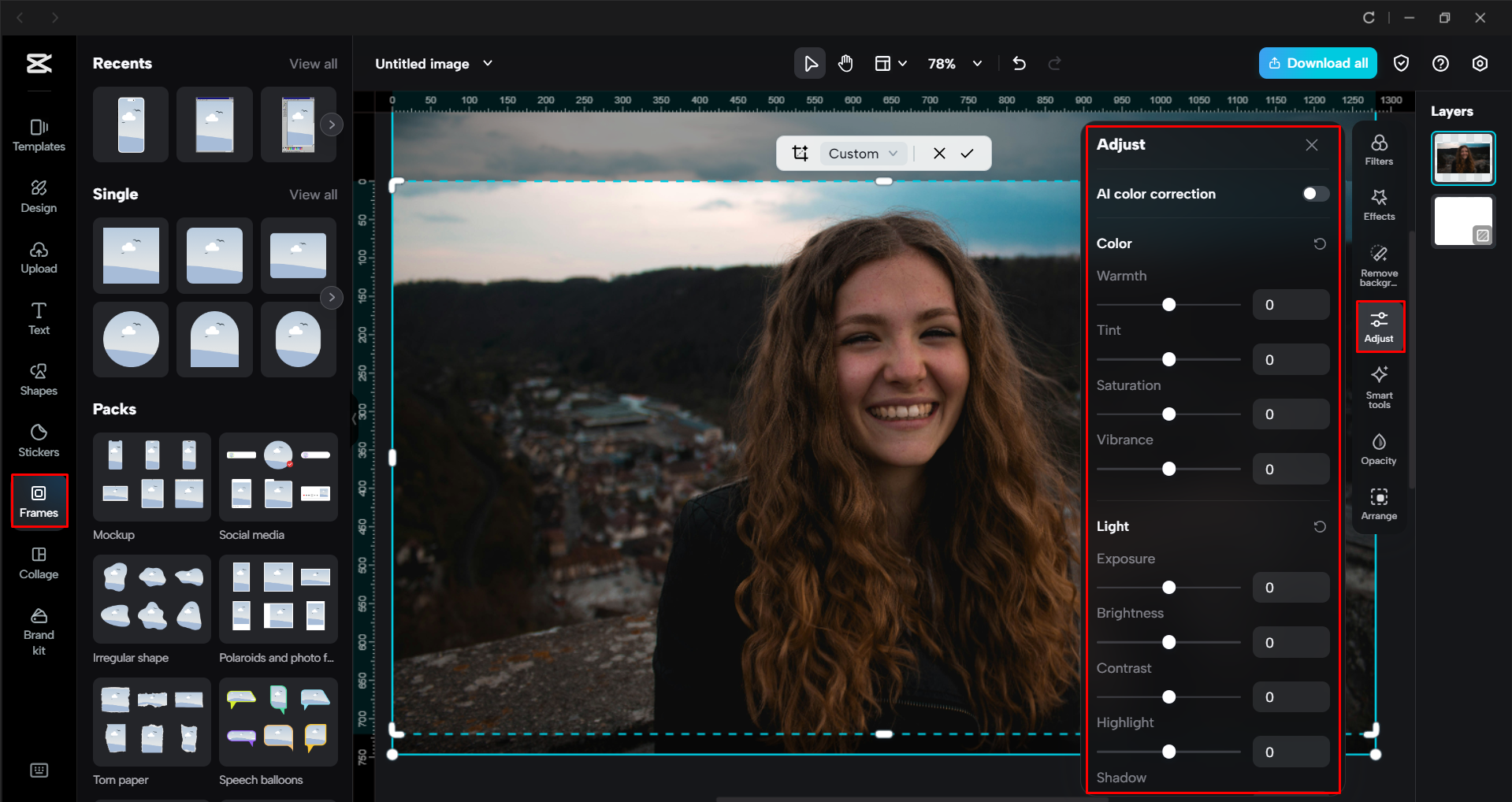 Editing the image with the CapCut desktop video editor