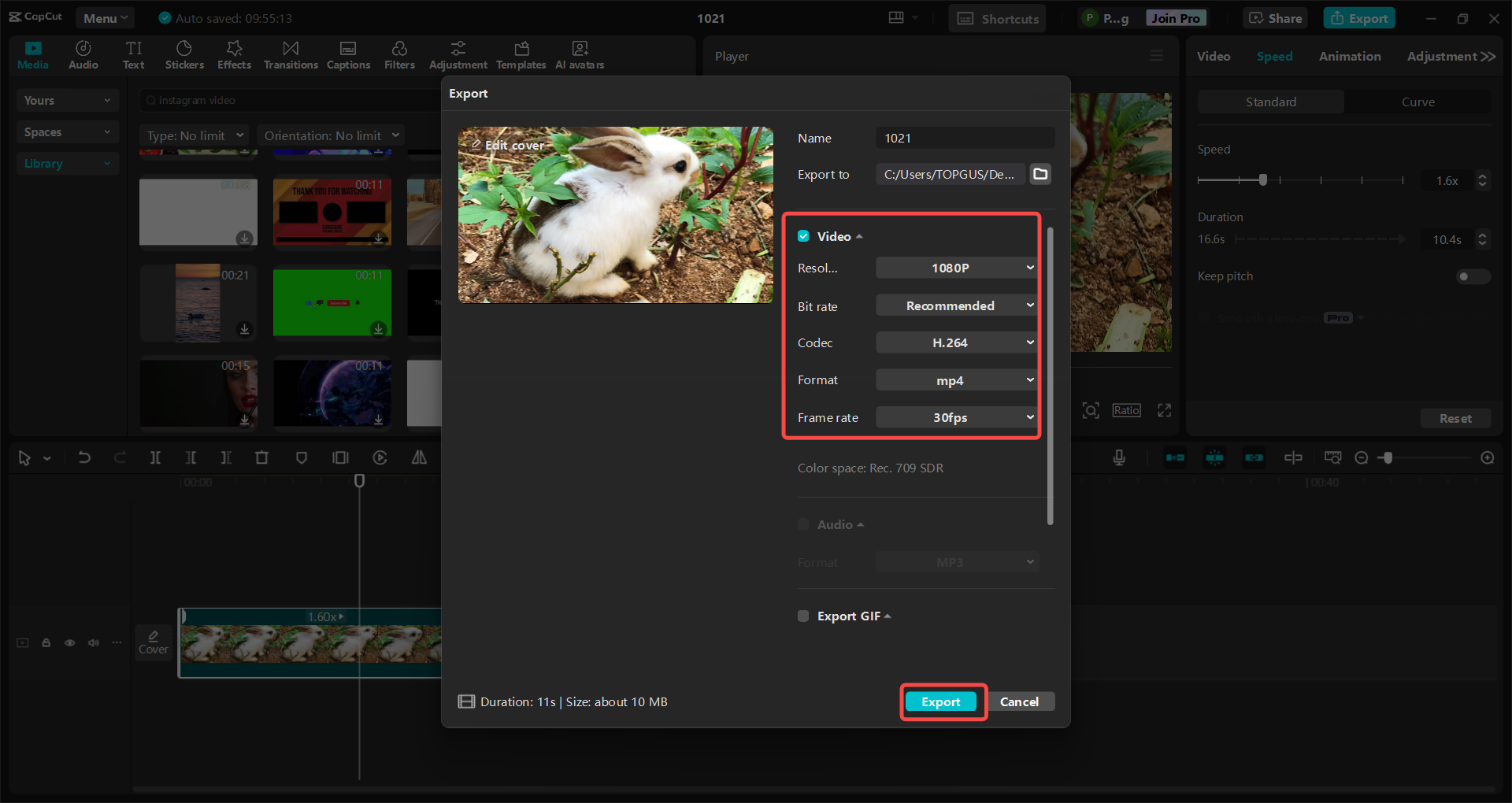 Xuất video trong CapCut