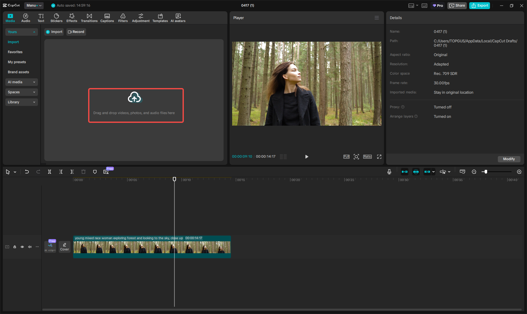 Import the video file