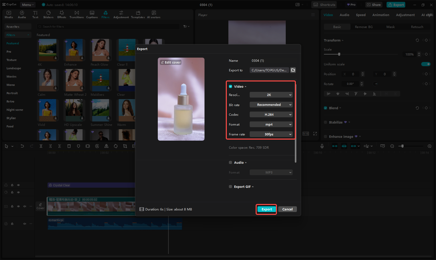 Export the Reel
