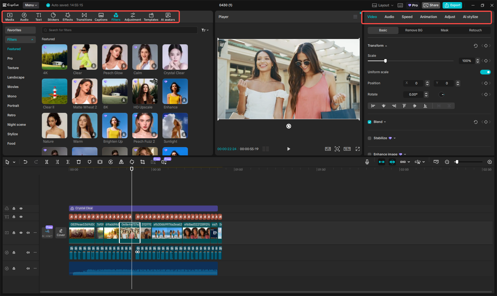 Converting the script to video in CapCut