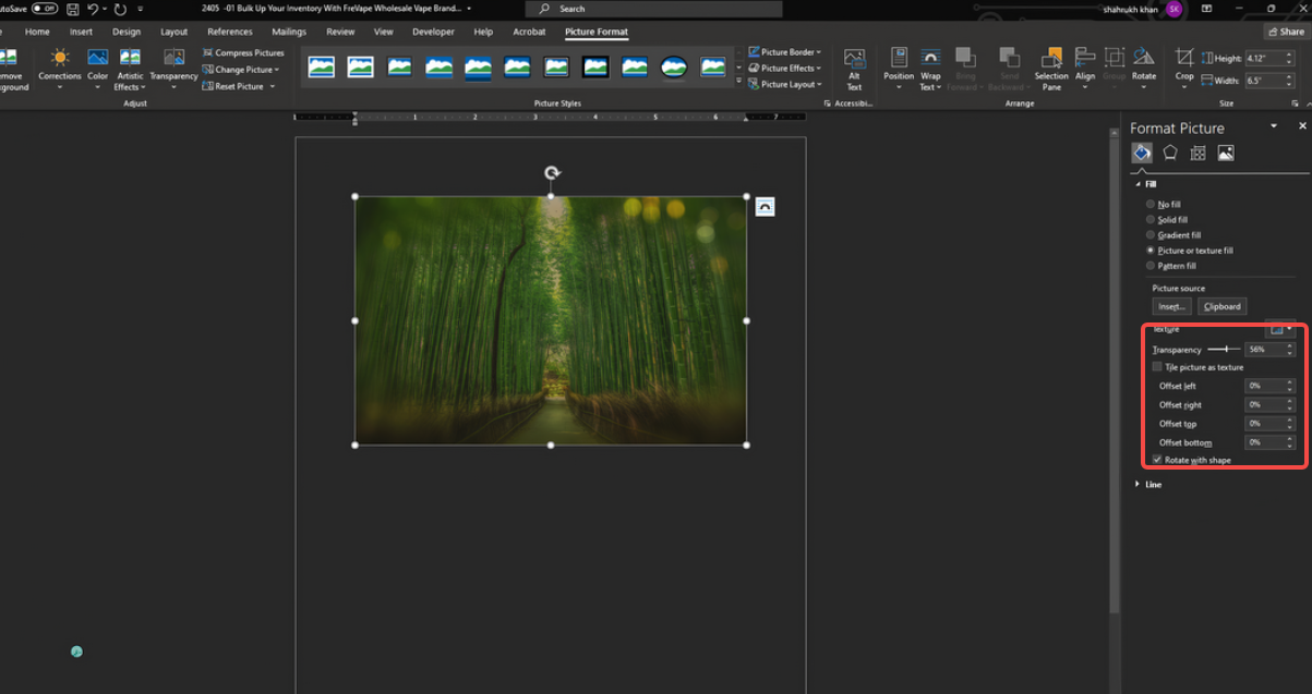 Apply preset or custom transparency