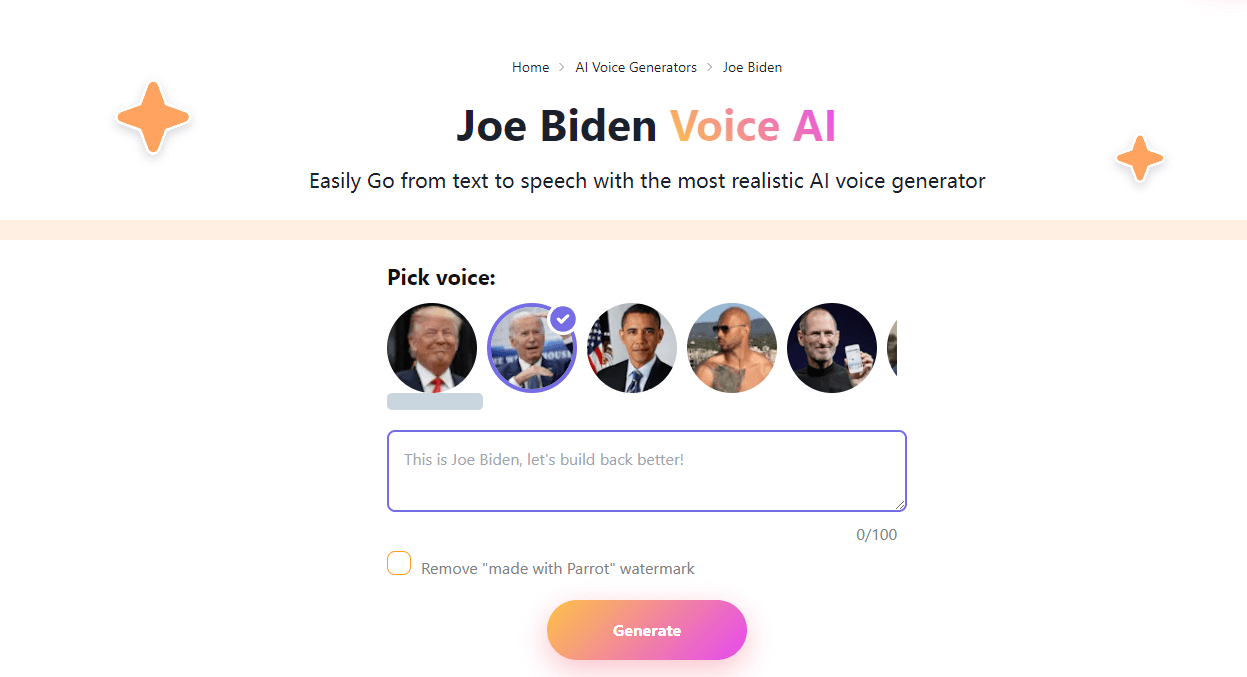 Parrot AI interface