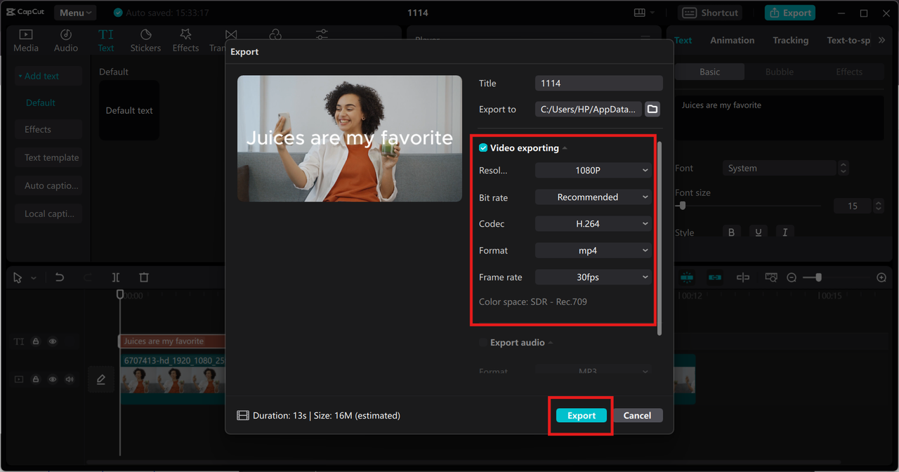 Preview and save