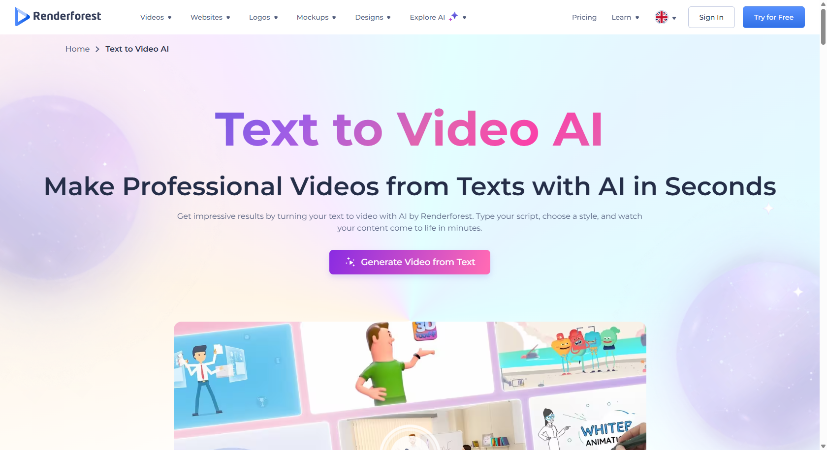 Renderforest AI video generator