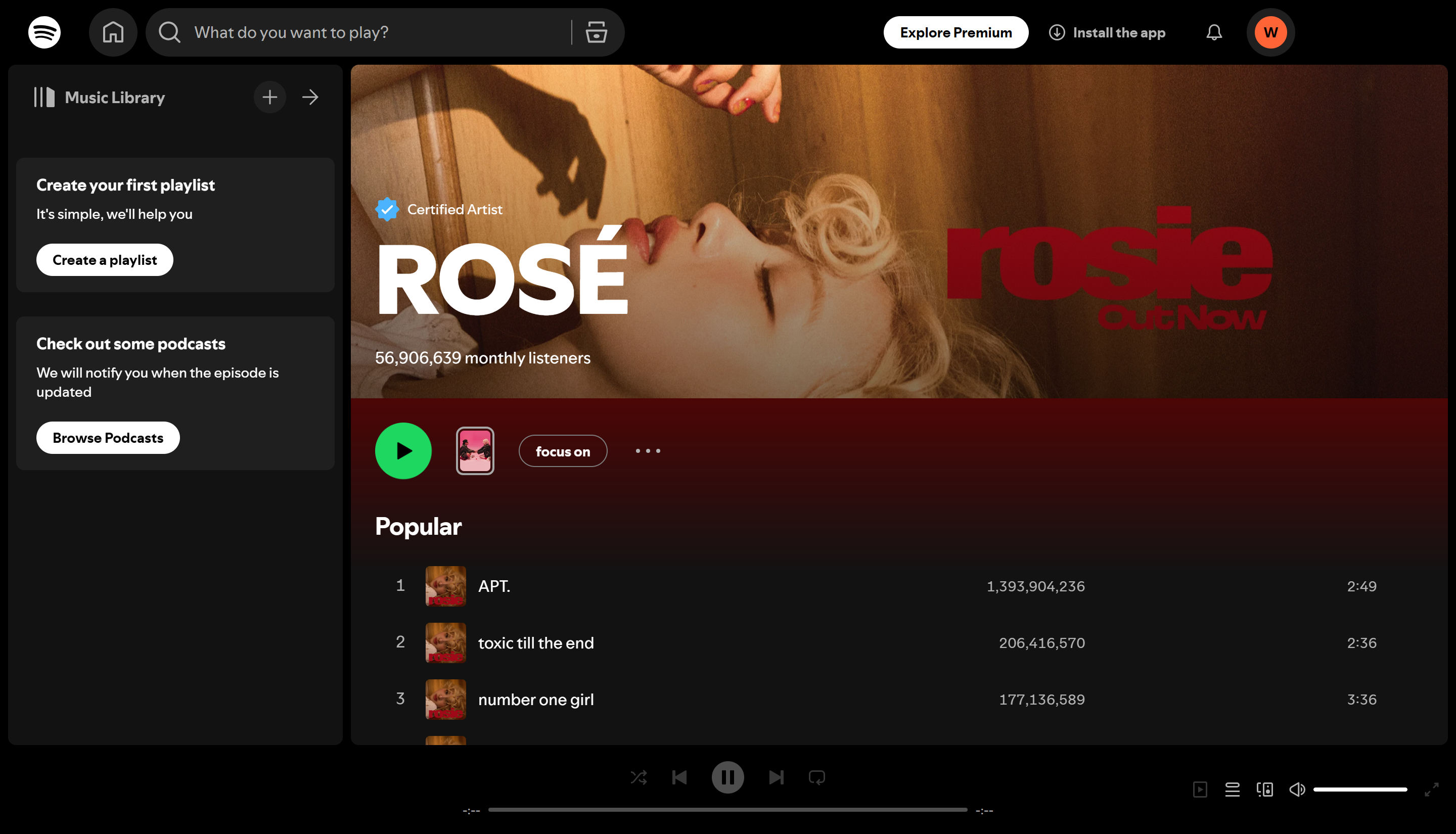 ROSÉ - artis wanita yang paling banyak distrim di Spotify