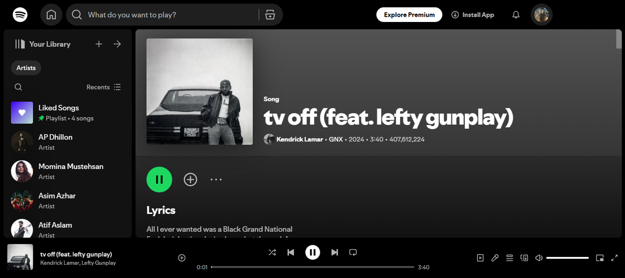 Cover of TV Off - salah satu lagu yang paling banyak diputar di Spotify minggu ini