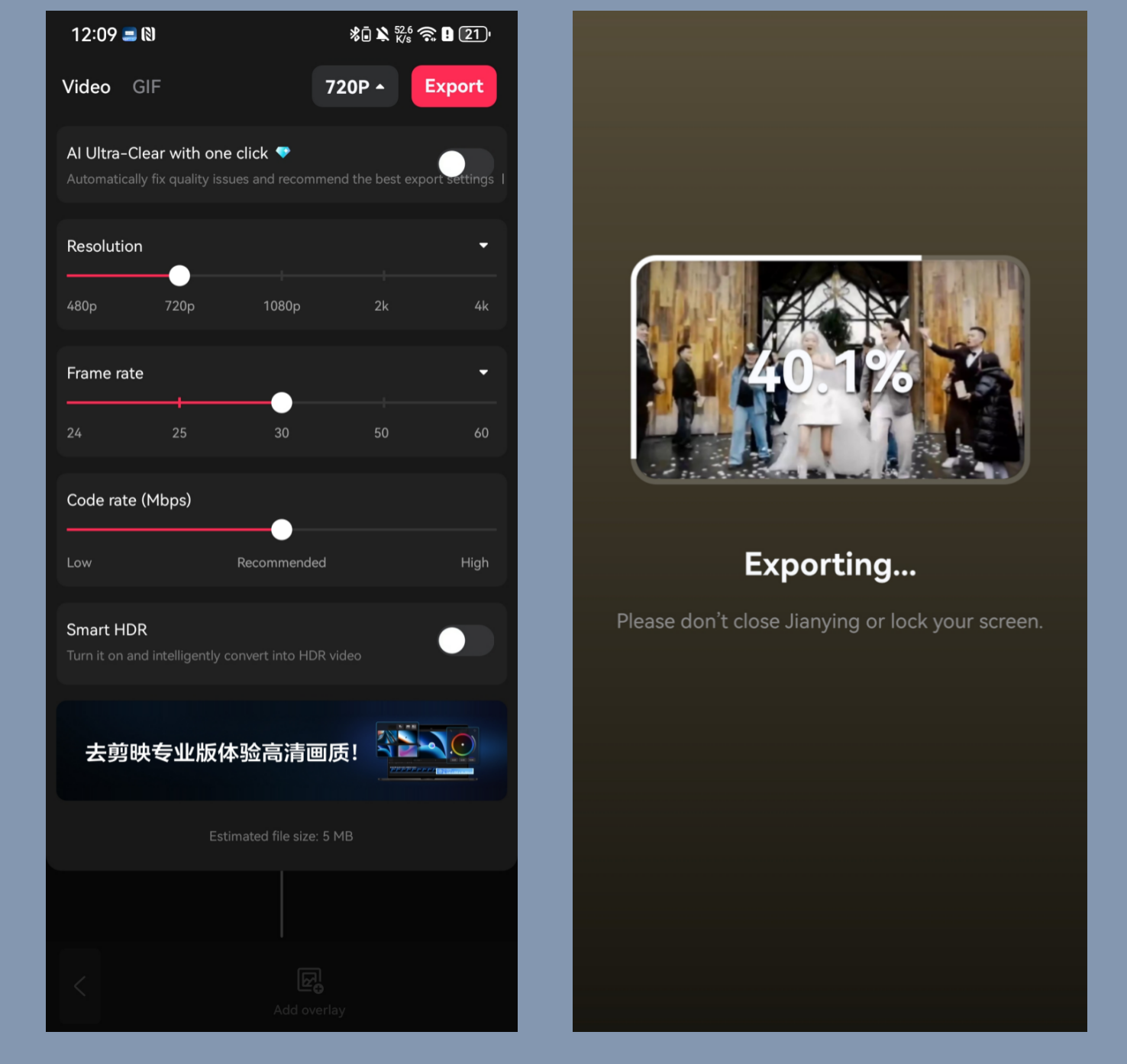 Export or share