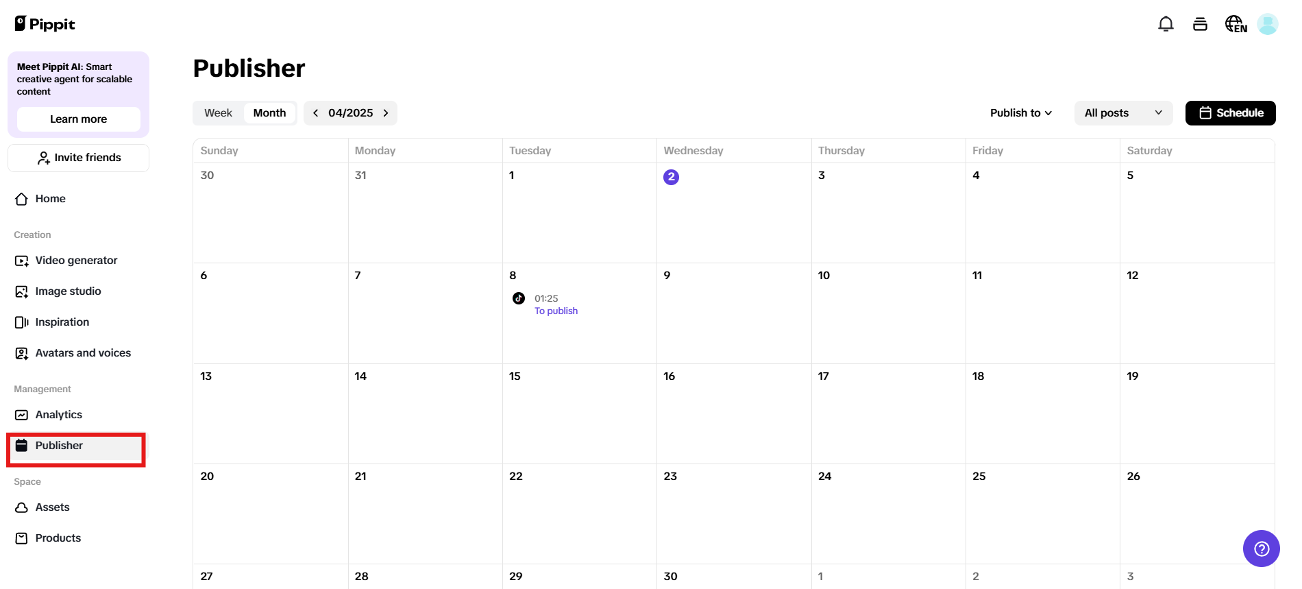 Auto publishing and scheduling capabilities