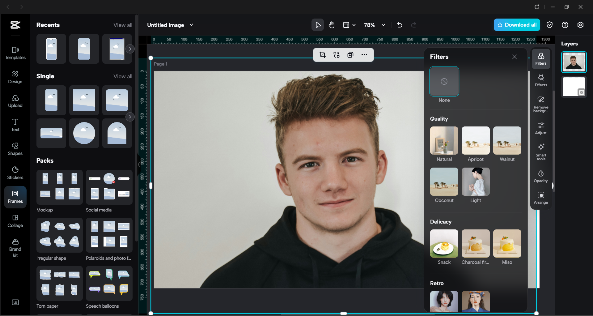 Interface of the CapCut desktop video editor - a quick way to edit images with AI