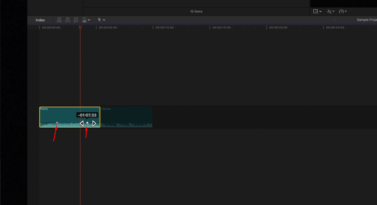 Drag to audio fade out Final Cut Pro