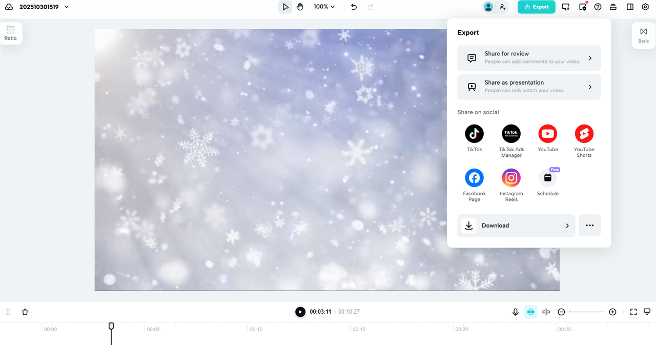 Exportera loopad video online