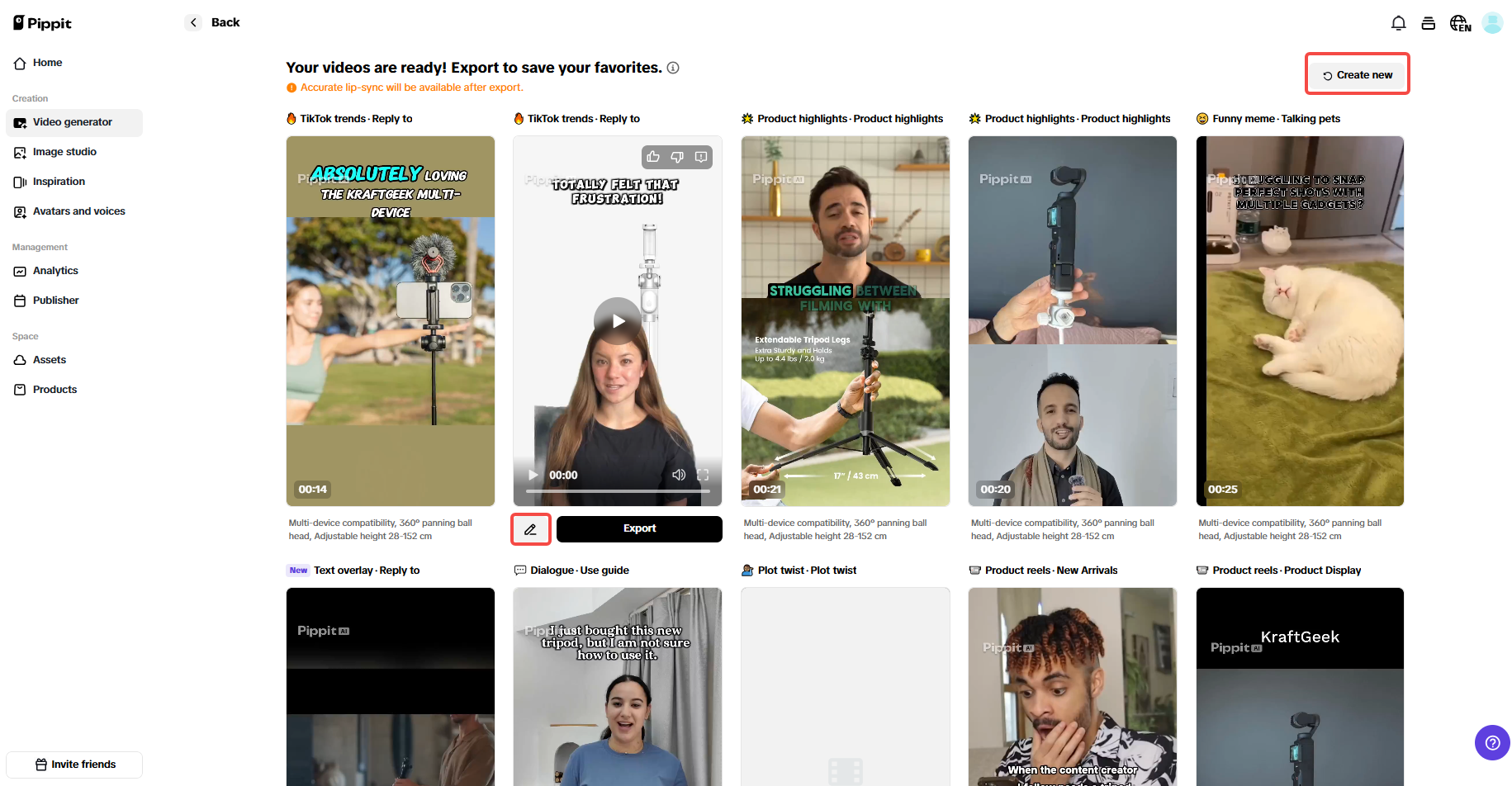 Select your video or ad