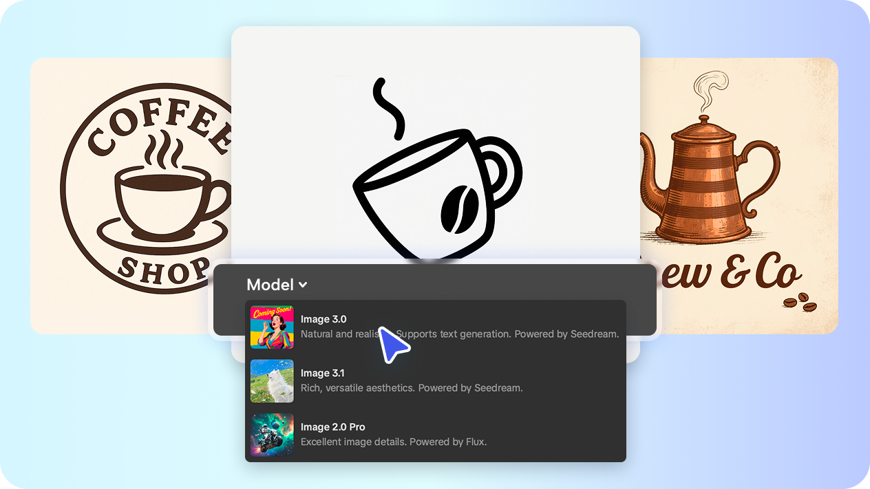 Choose from different models to create a logo in CapCut