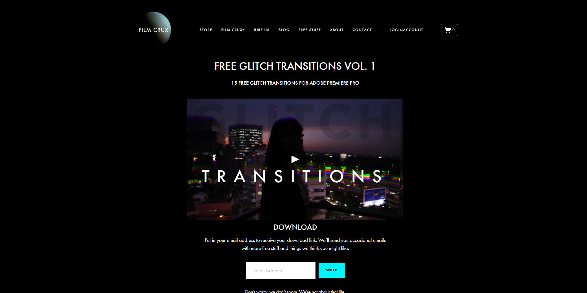 Interfaccia di Film Crux - una risorsa preziosa per gli effetti glitch di Premiere Pro