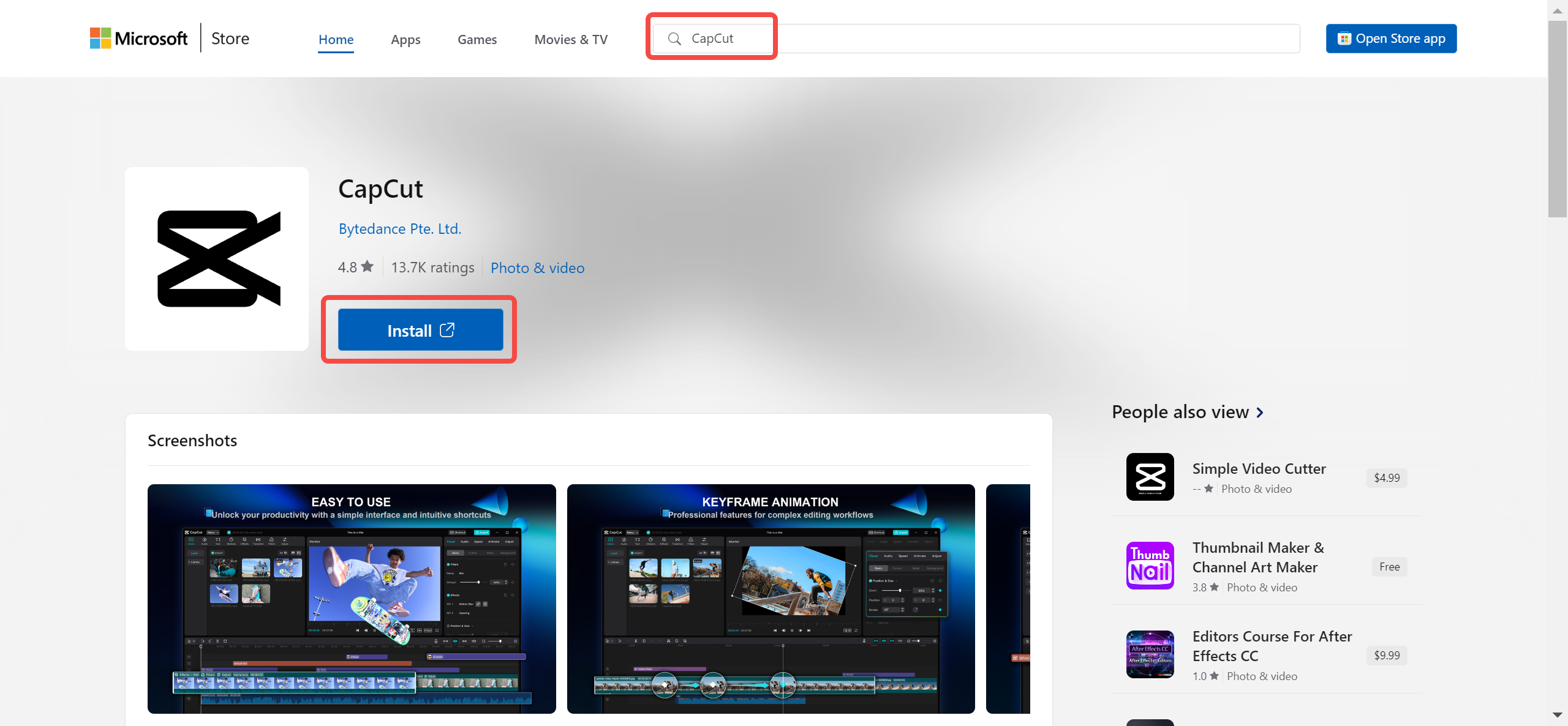 Microsoft 앱 내 CapCut 다운로드 방법?