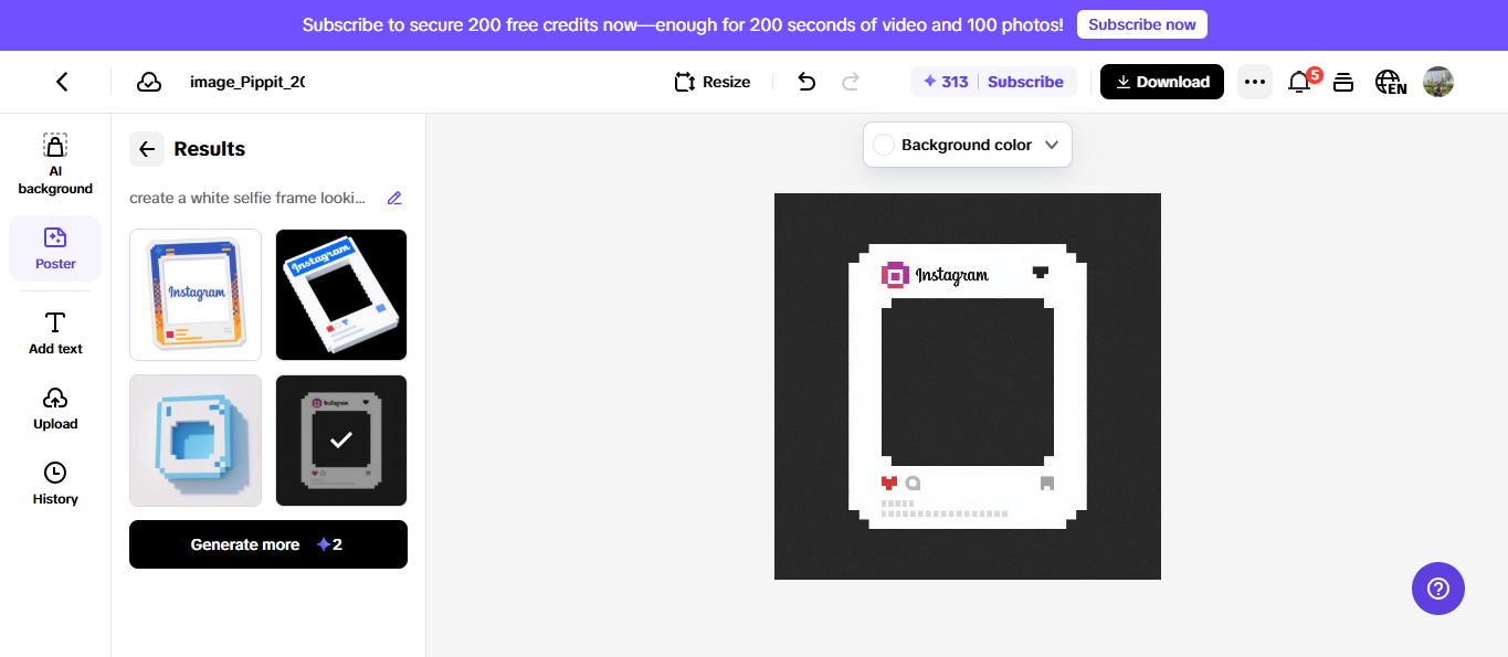 Generate selfie frames