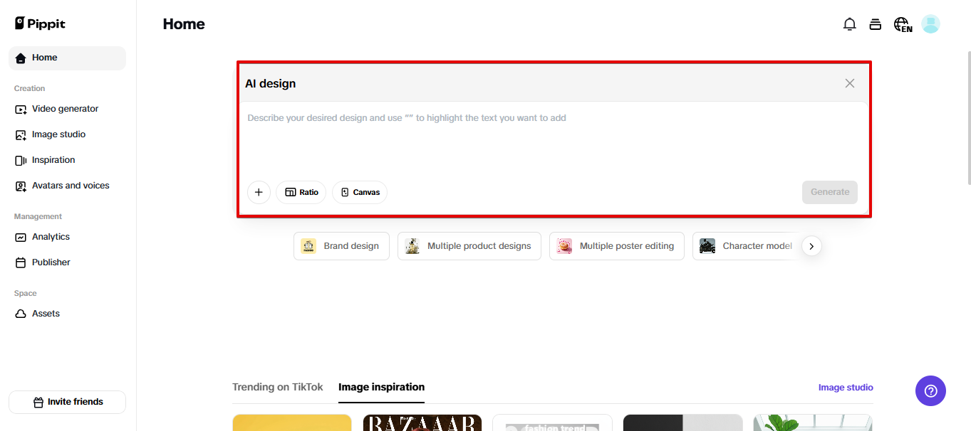 AI design tool in Pippit