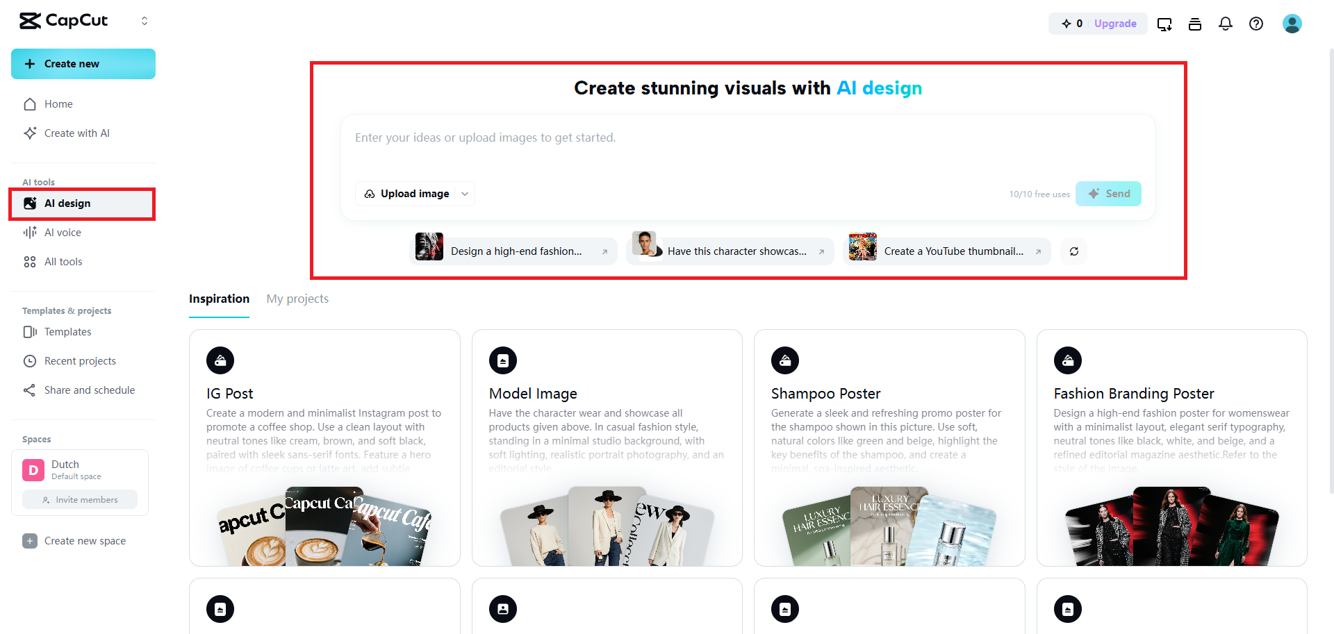 Choose the AI design feature