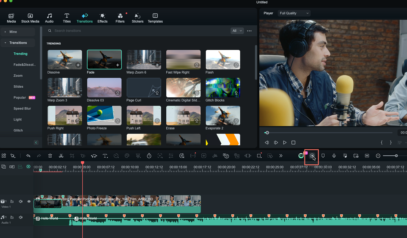 Applying the Wondershare Filmora zoom effect