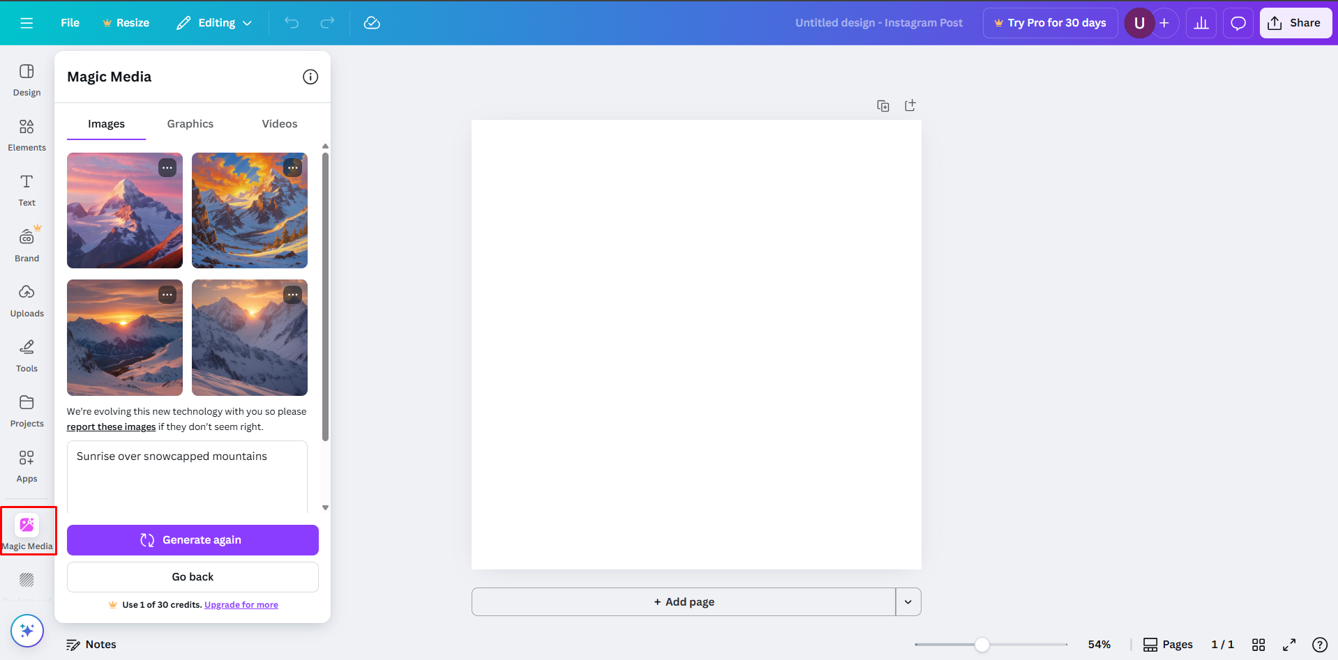فتح Magic Studio في Canva