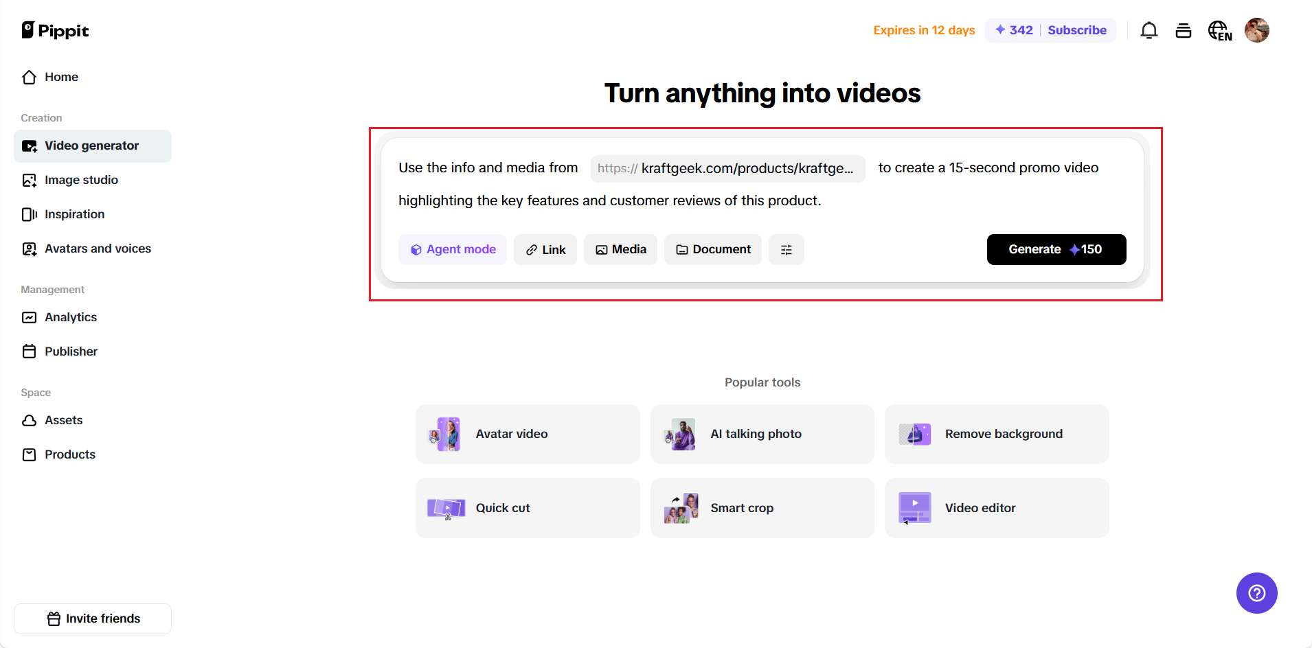 Enter your Instagram Story creation prompt