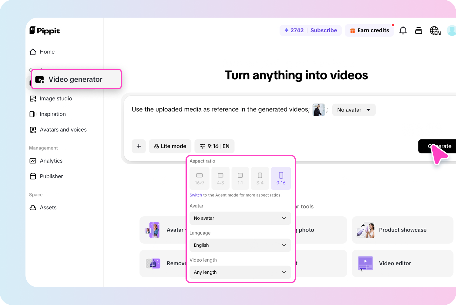 Customize and generate
