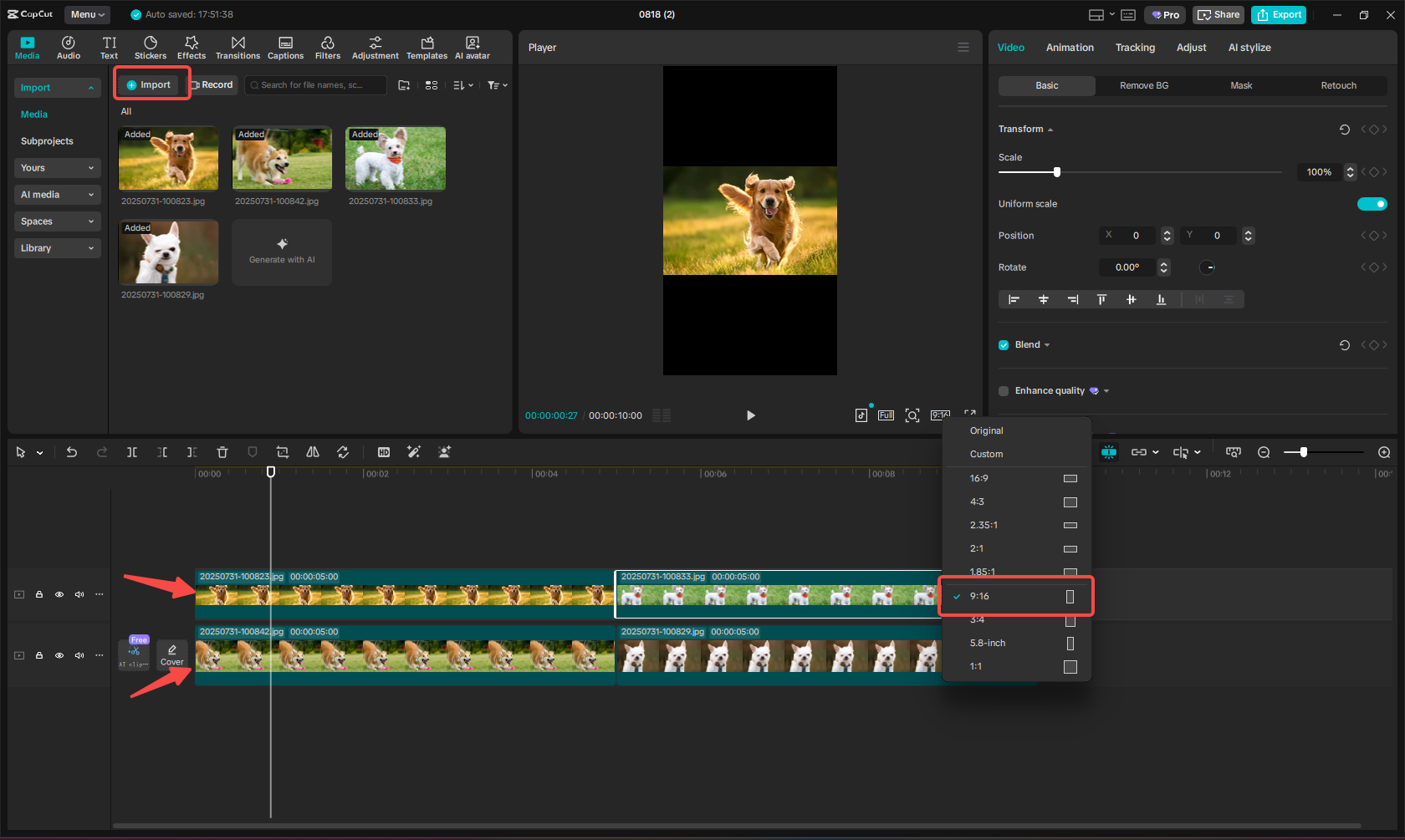 Import images to CapCut