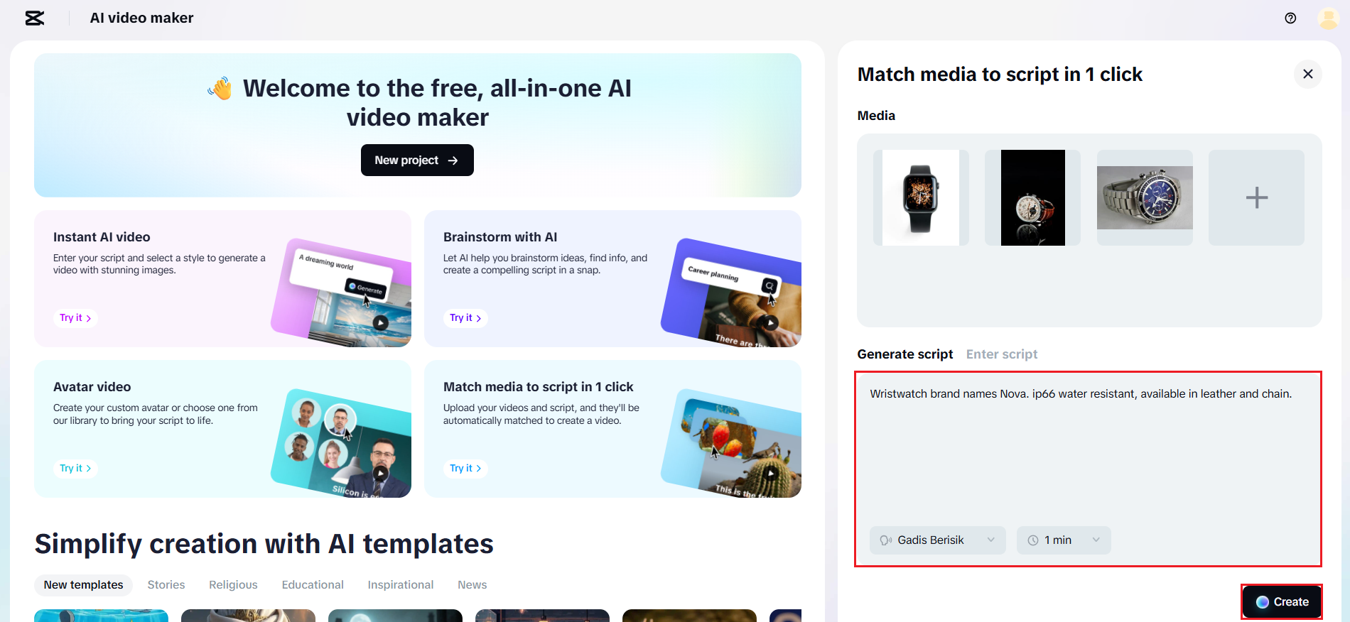 Create a script and auto-match content