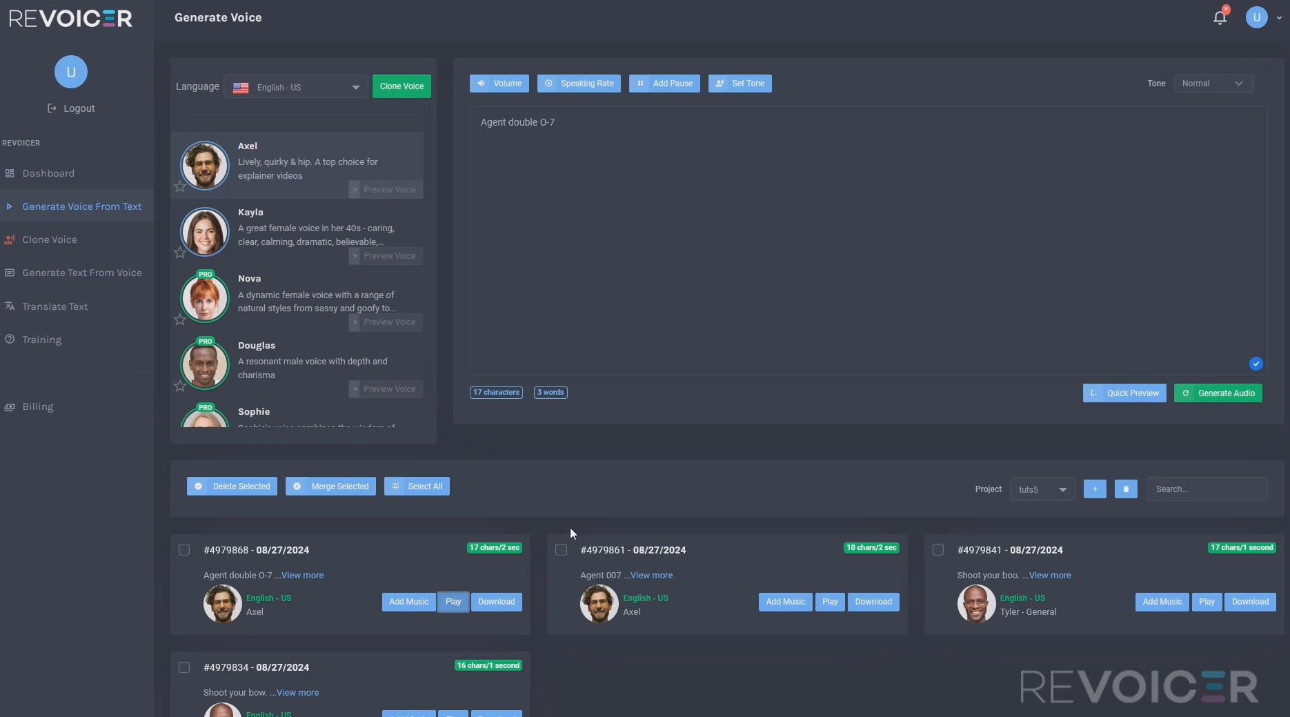 Revoicer interface