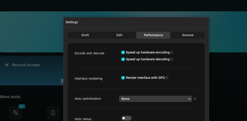 Lumpuhkan pengekodan dan penyahkodan hardware-accelerated
