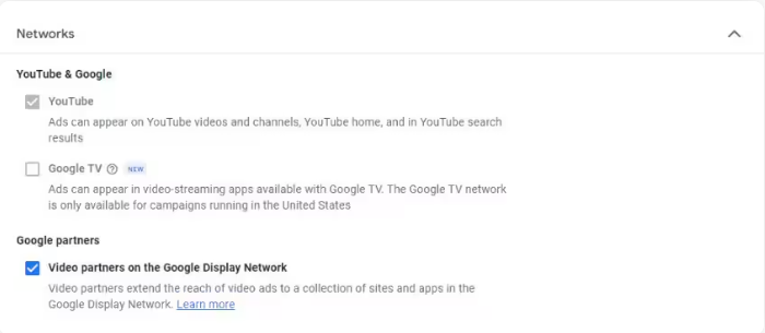 Choisir un réseau d'affichage pour YouTube dans les annonces de flux sur les annonces Google