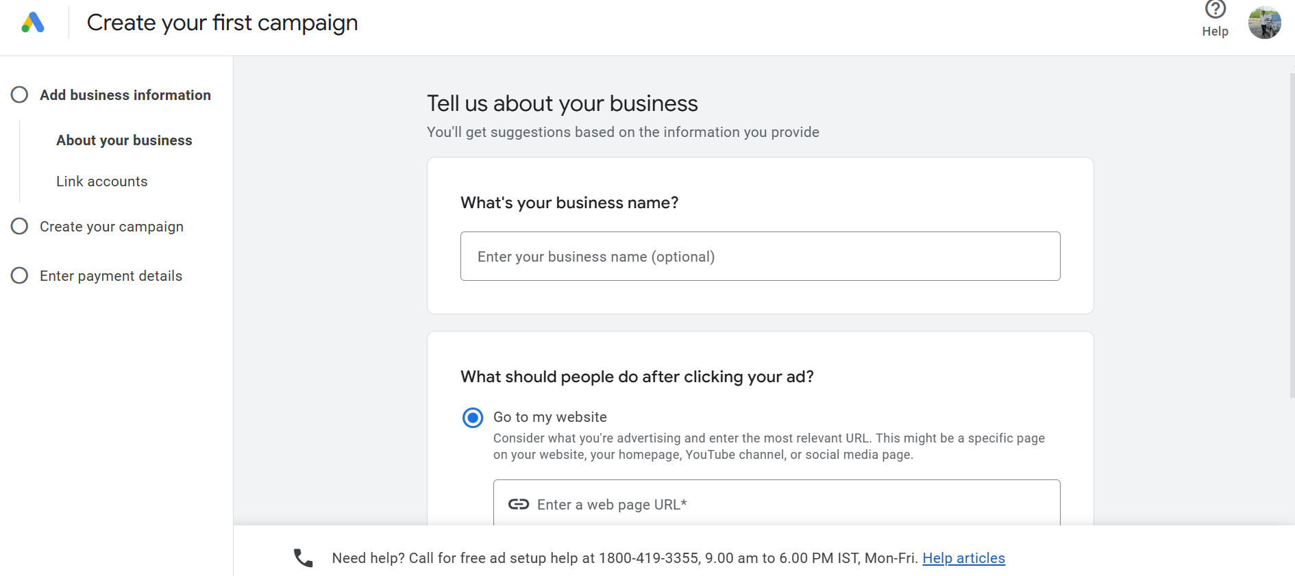 Google ads interface