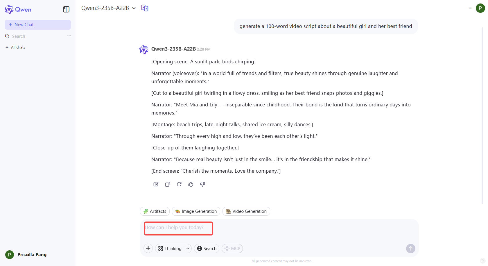 Generate a video script
