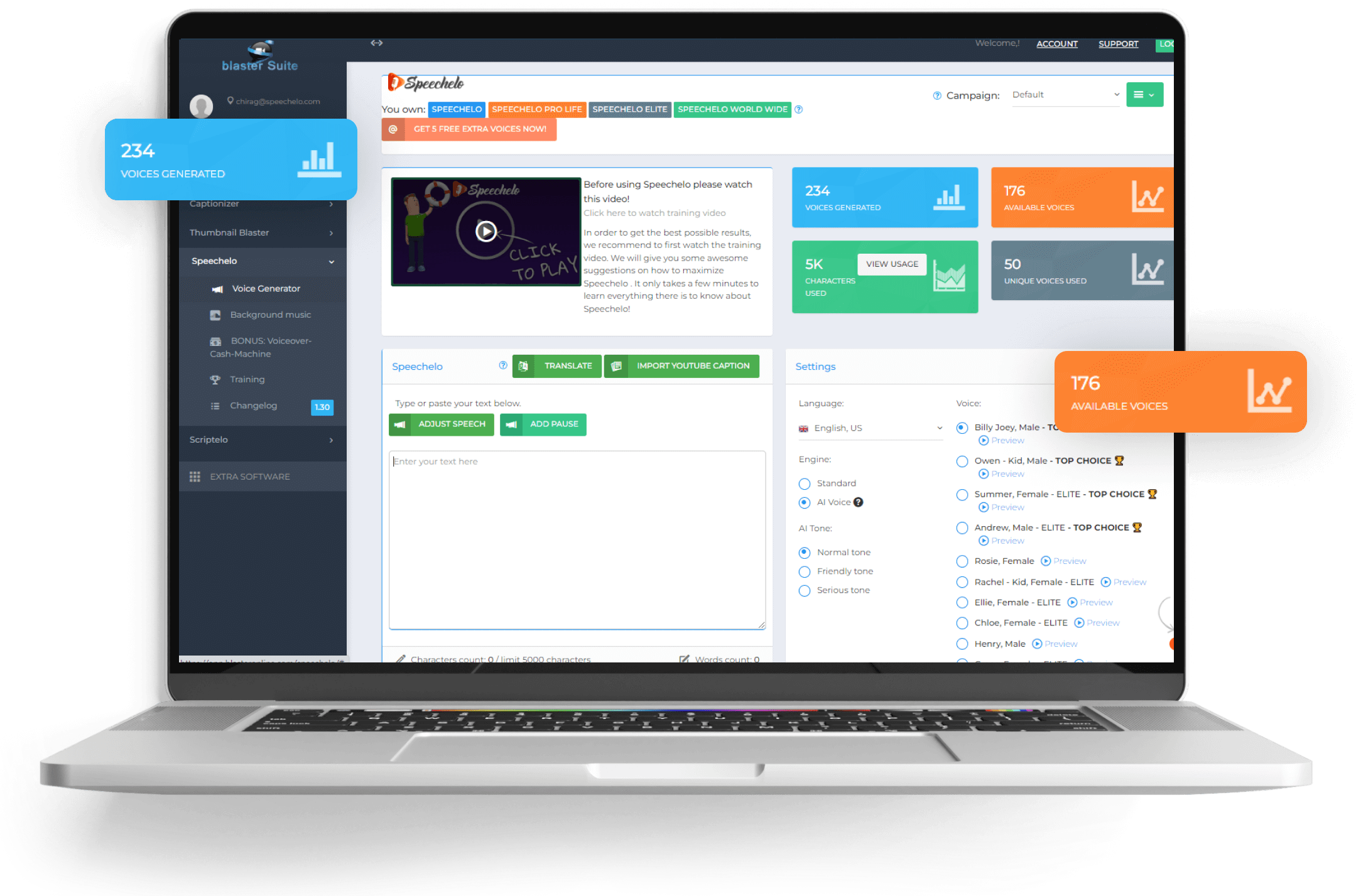 Speechelo interface