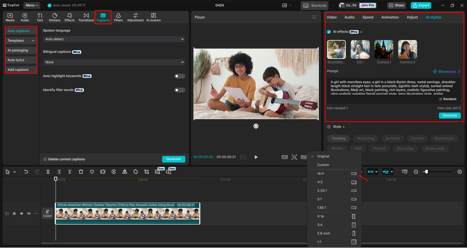 Edición y personalización de un video con el CapCut editor de video de escritorio