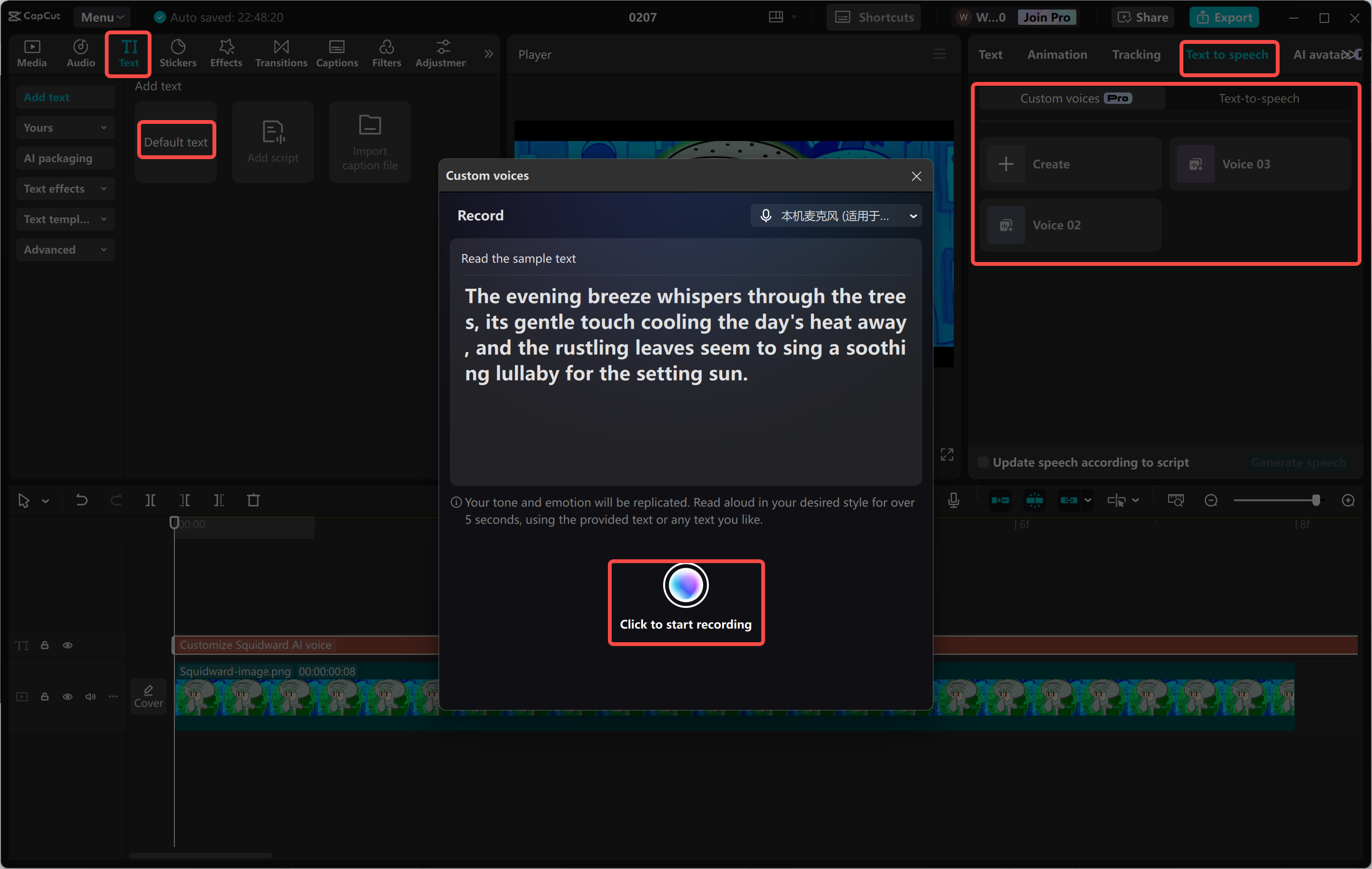 Menambahkan dan menyesuaikan karakter suara AI ke video di CapCut editor video desktop