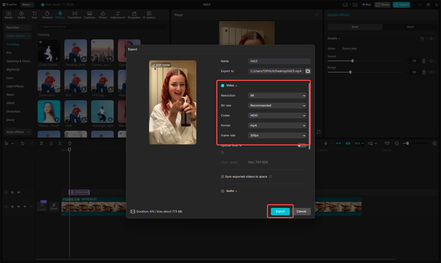 Export the video ad