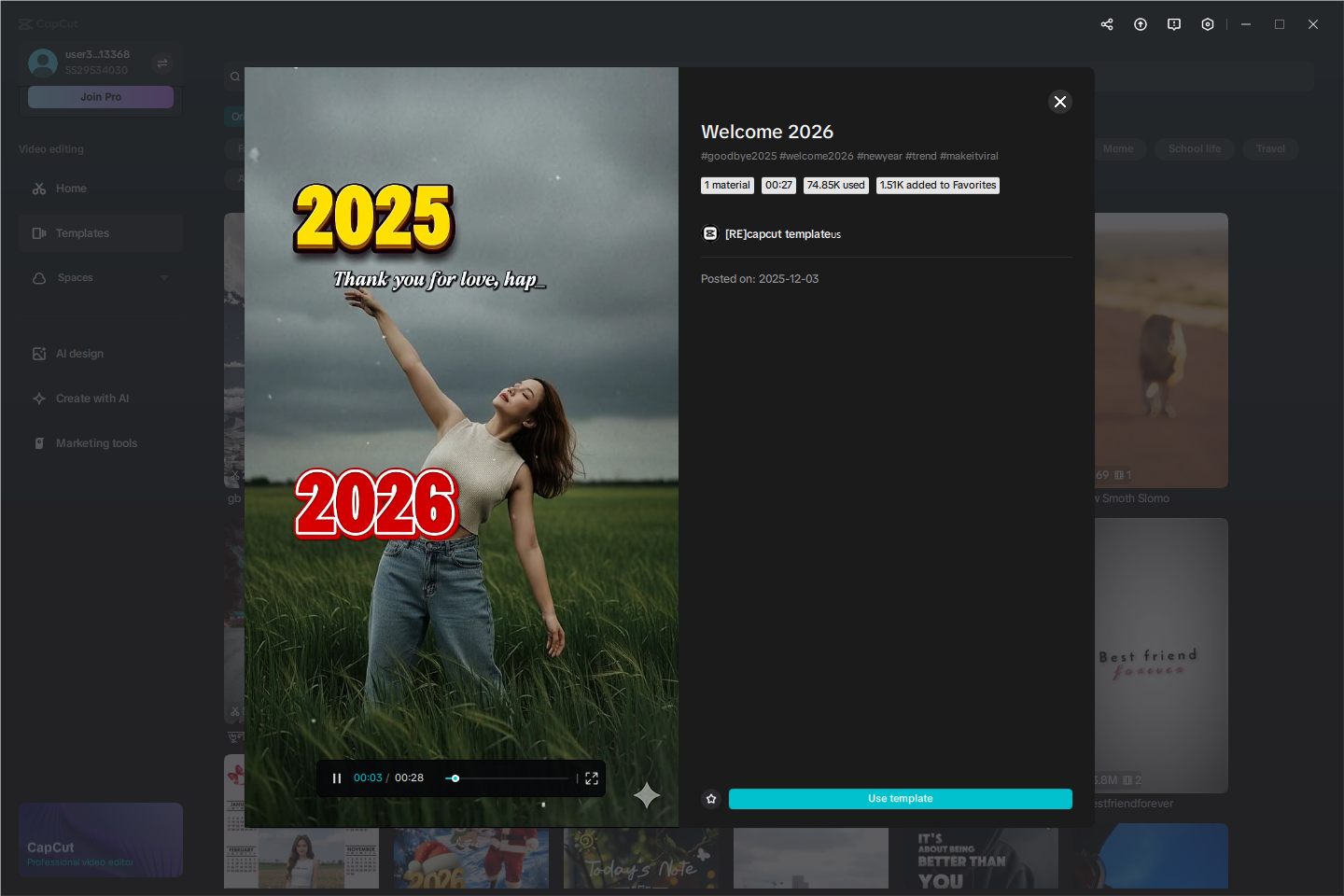 Use CapCut Template to Create Videos